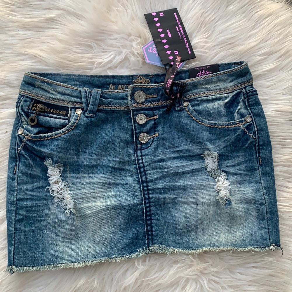Destroyed Denim Mini Skirt NWT Y2K
